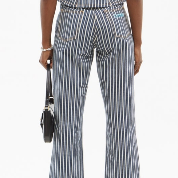 NWT Ganni Mixed Striped Denim Pants Size 26 - Picture 6 of 13